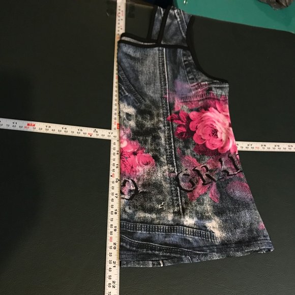 2 Piece Y2K Mesh Floral Denim Set, Size Small - Picture 9 of 10